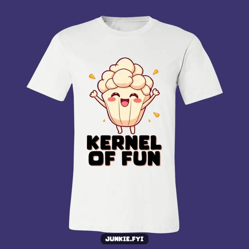 Funny Popcorn Joy T-Shirt - Energetic Kernel Character, Amazing Funny Gift