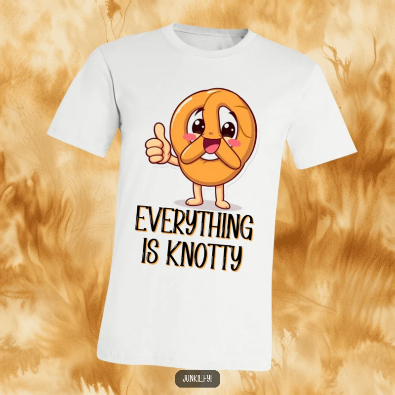 Funny T-Shirt with a happy pretzel character giving an enthusiastic thumbs up, symbolizing approval and cheerful positivity.