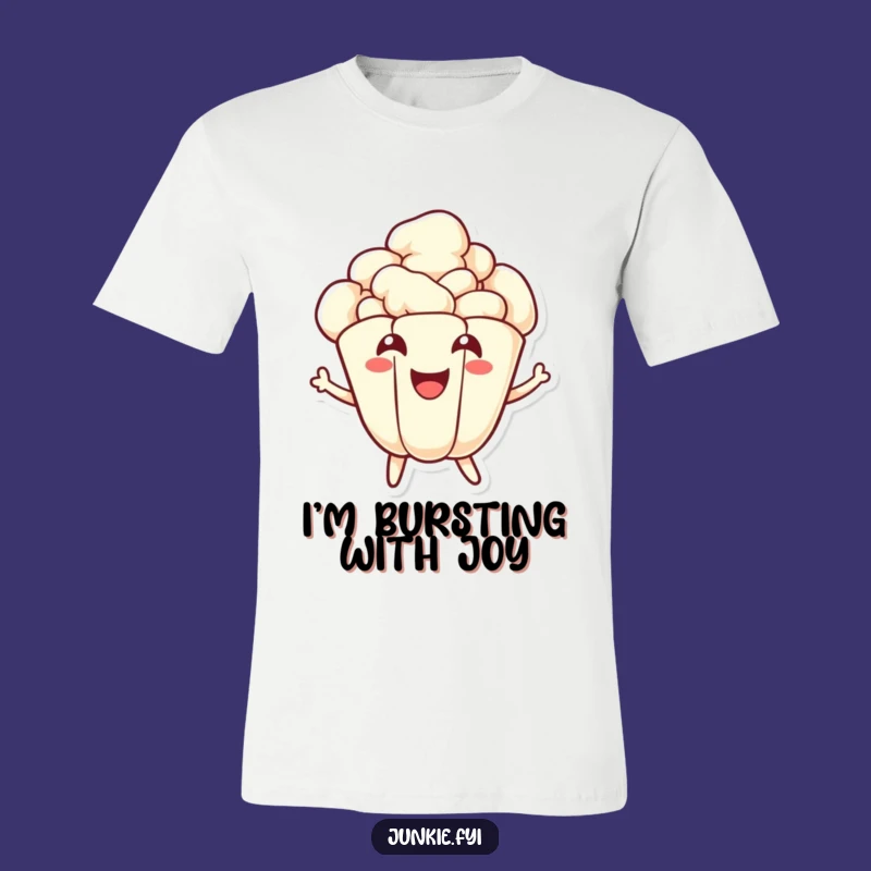 Funny Popcorn T-Shirt: Energetic Popping Character Tee for Comical Gifts