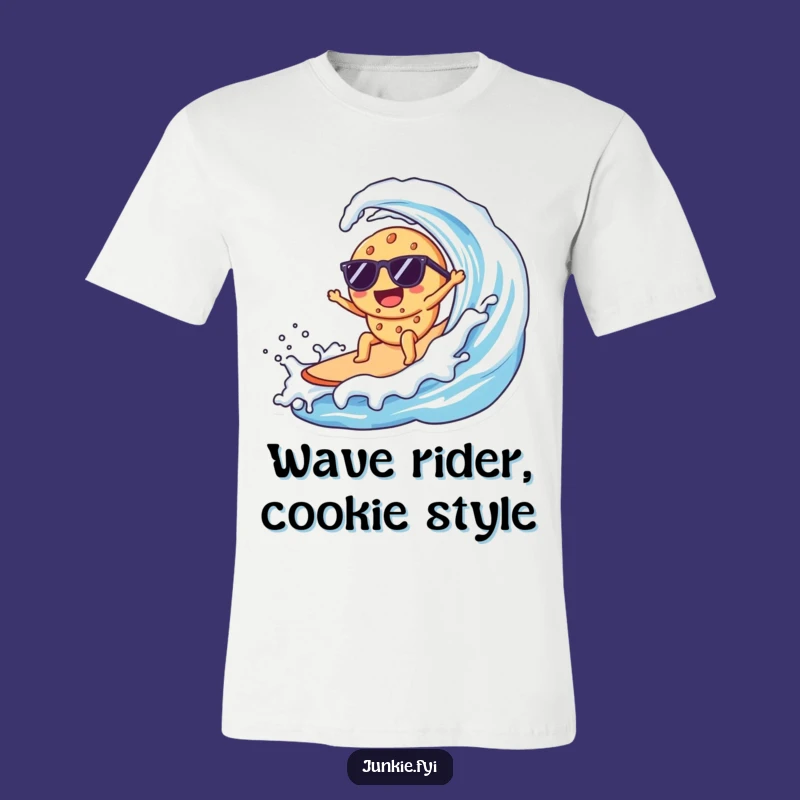 Funny Kawaii Cookie Surfer T-Shirt: Cool Cookie Rides Milk Wave - Rad Gift