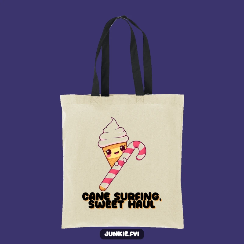 Funny Ice Cream Cone Candy Cane Slide Tote Bag - Chic & Comical Carryall
