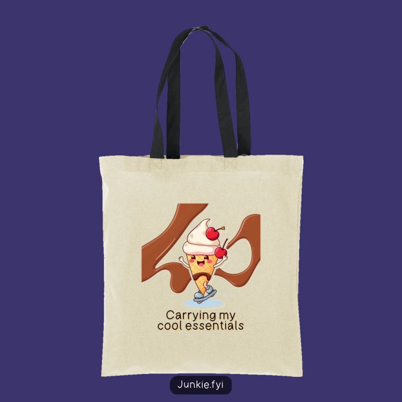 Funny Ice Cream Skating Tote Bag: Carry Your Essentials with Sweet Flair