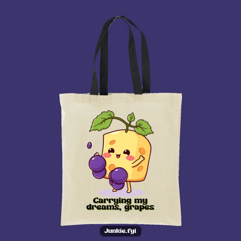 Funny Kawaii Cheese Tote Bag: Spunky Grape Catcher - Practical & Hilarious Gift