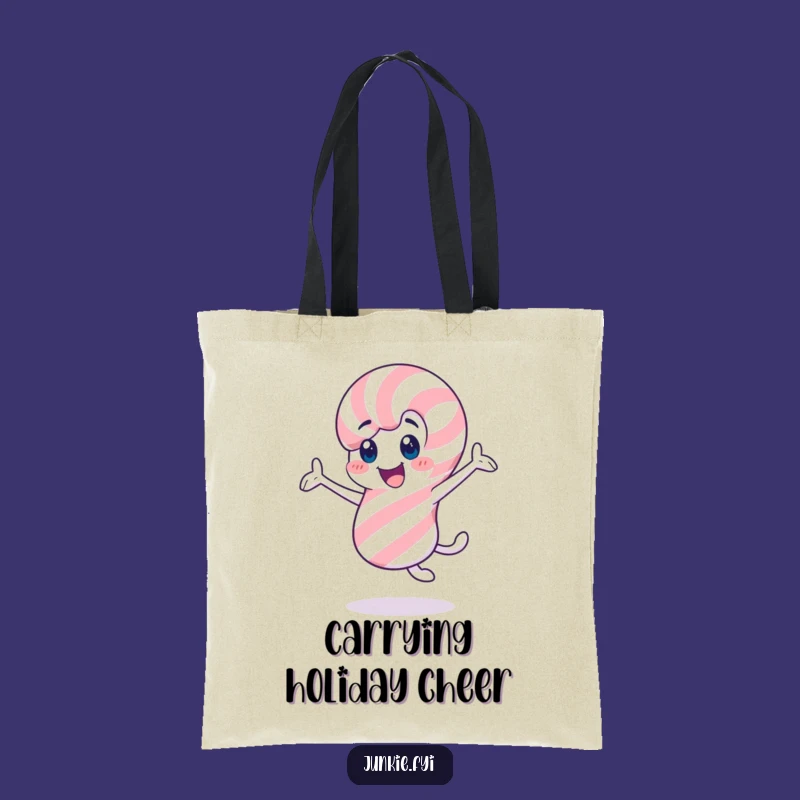 Funny Candy Cane Twirling Tote Bag: Cheerful Holiday Carry-All