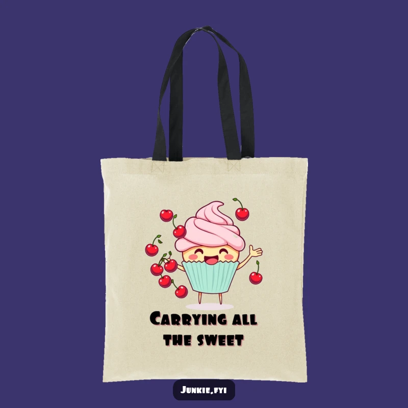 Funny Cupcake Cherry Tote Bag - Cheerful Juggler, Ideal Funny Gift