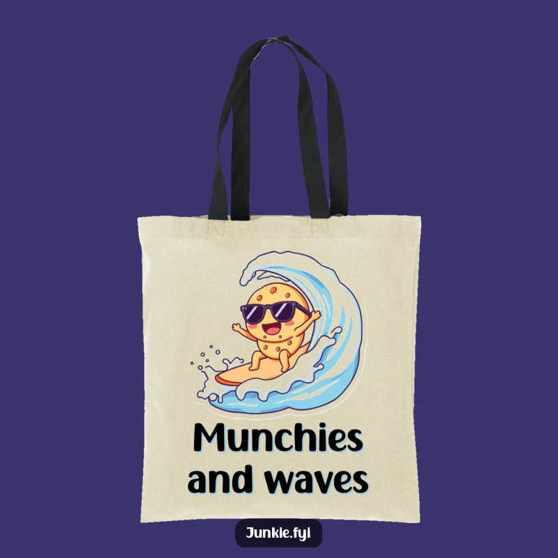 Funny Kawaii Cookie Surfer Tote Bag: Cool Cookie Carries Your Goods - Beach Gift