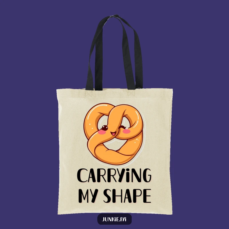 Funny Kawaii Pretzel Twist Tote Bag: Happy Shapes On-the-Go - Handy Gift