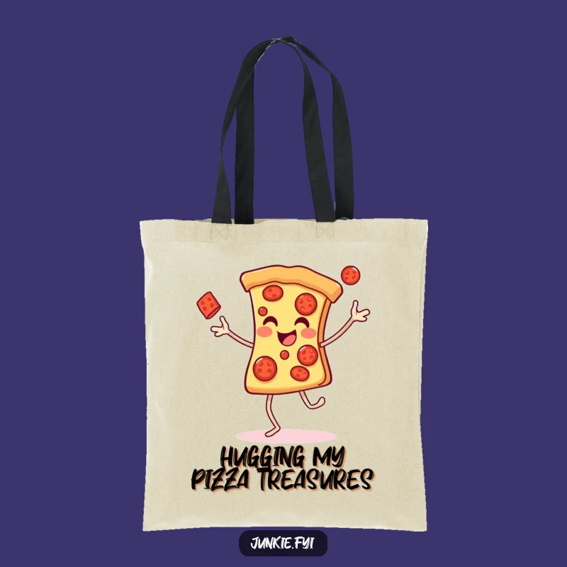 Funny Pizza Juggling Tote Bag: Stylish Slice Character, Chic Humorous Gift for Pizza Lovers!