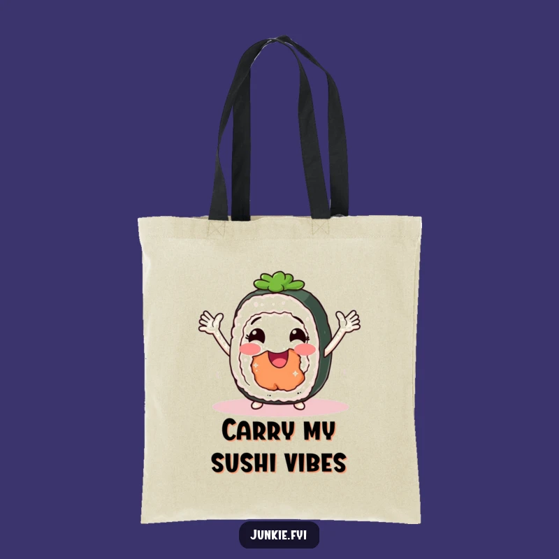 Funny Sushi Shimmy Tote Bag: Stylish Roll Character, Chic Humorous Gift for Sushi Lovers!