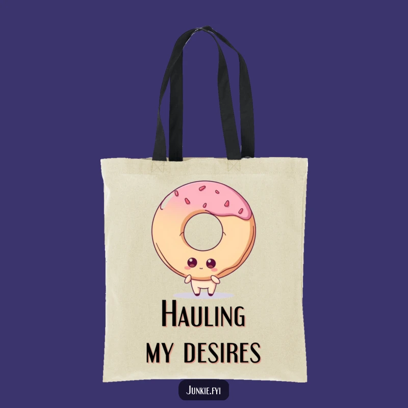 Funny Tote Bag: Quirky Foodie Eyes Colossal Doughnut, Carry Your Treats with Laughs!